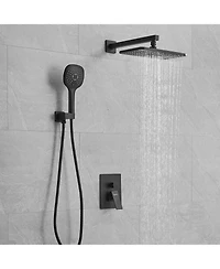 Greenspring Single-Handle 2-Spray of Rain Shower Head System Faucet and Handheld Kit Matte Black (Valve Included)