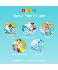 Intex 57165EP Gator Outdoor Inflatable Kiddie Pool Water Play Center with Slide