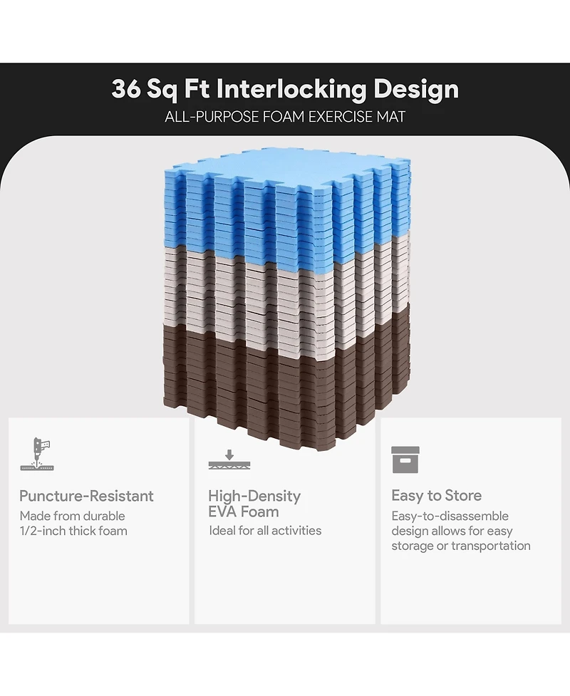 BalanceFrom Fitness 36 Tile Thick Interlocking Puzzle Foam Exercise Play Mat