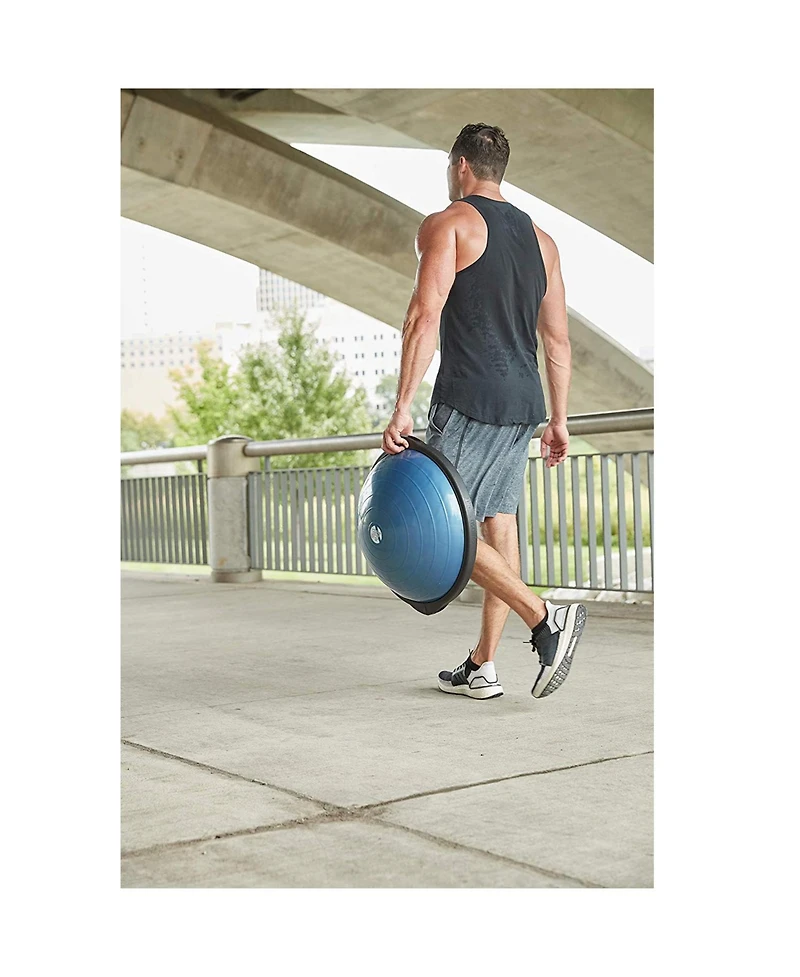 Bosu 50cm Non-Slip Travel-Size Balance Ball Trainer for Home Gym Workout, Blue