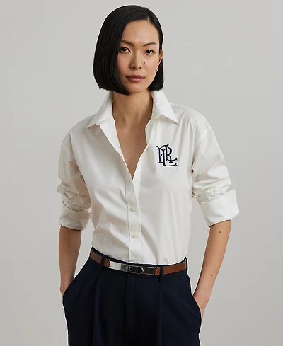 Lauren Ralph Petite Relaxed Fit Stretch Cotton Shirt