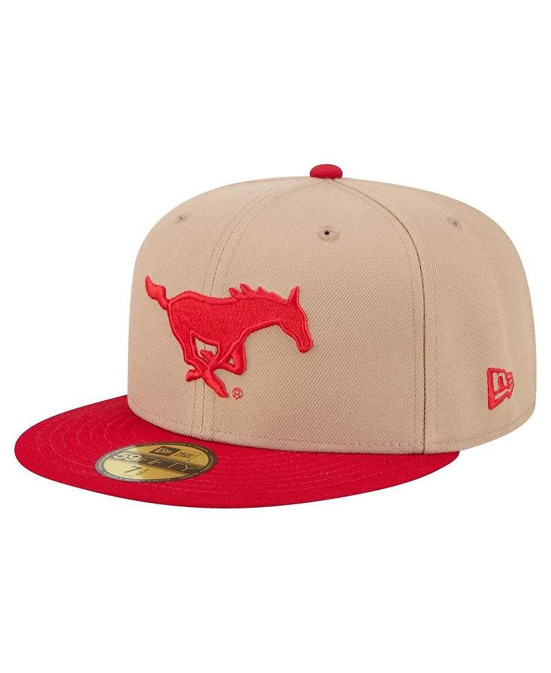 New Era Men's Khaki Smu Mustangs Two-Tone 59FIFTY Fitted Hat