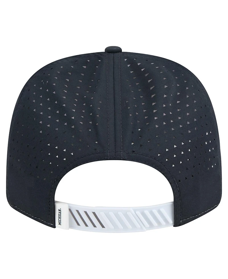 New Era Men's White/Navy Michigan Wolverines Perforated Patched 9SEVENTY Adjustable Hat