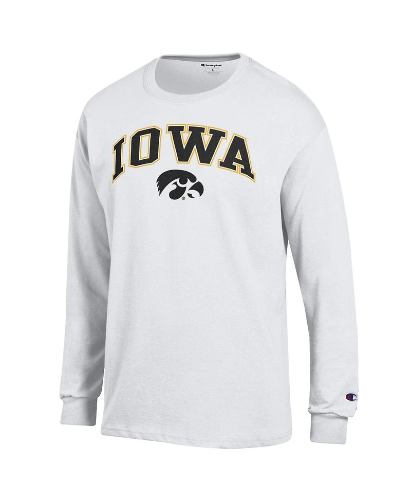 Champion Men's White Iowa Hawkeyes Arch Over Logo Long Sleeve T-Shirt