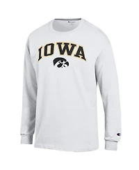 Champion Men's White Iowa Hawkeyes Arch Over Logo Long Sleeve T-Shirt