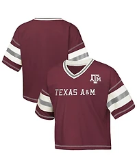 Outerstuff Big Girls Maroon Texas A&M Aggies Grid Iron V-Neck T-Shirt