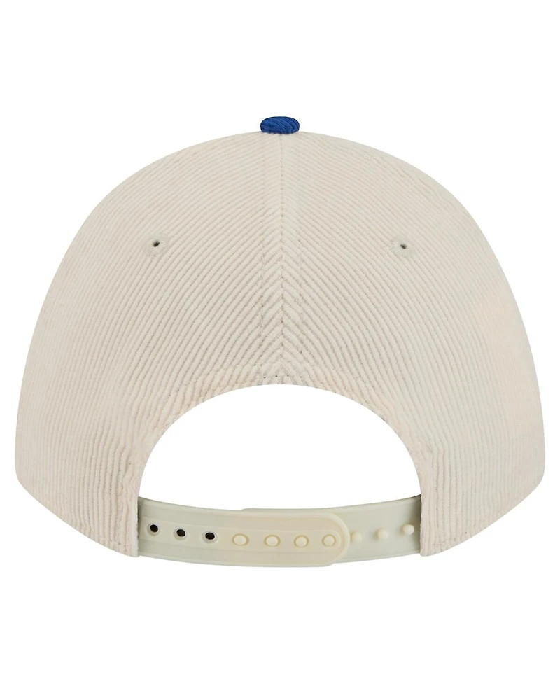 New Era Men's Cream/Royal Chicago Cubs Sided Corduroy 9FORTY A-Frame Adjustable Hat