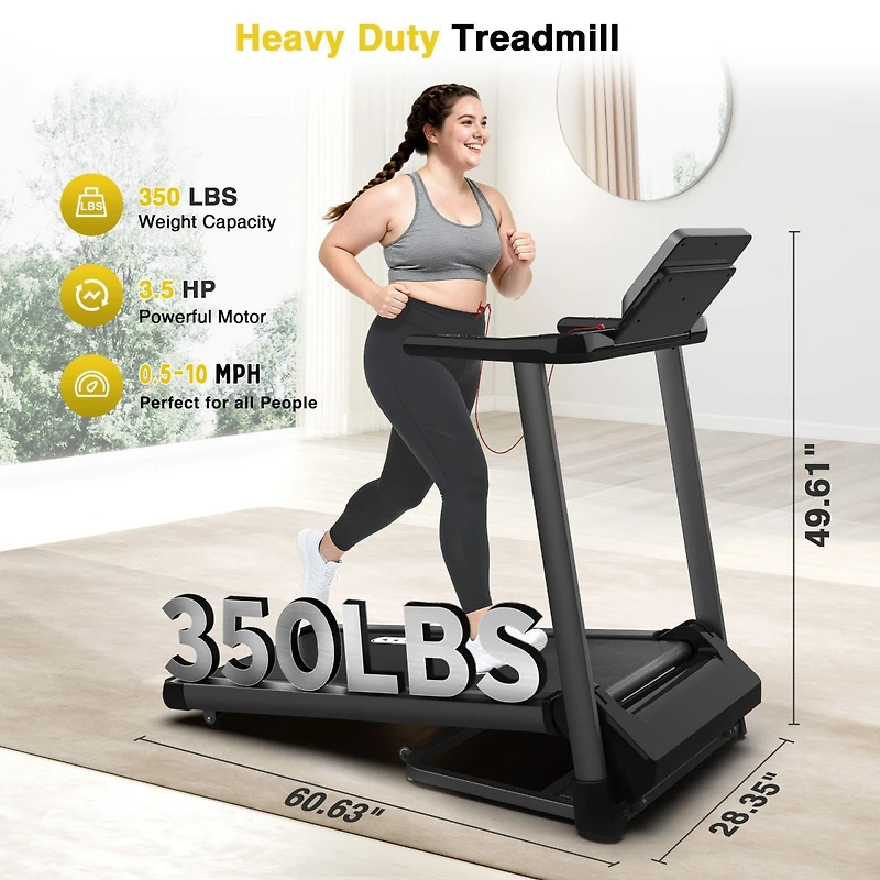 Redliro Folding Treadmill for Home with Incline, 350 lbs Capacity, Running Machine with Bluetooth Speaker