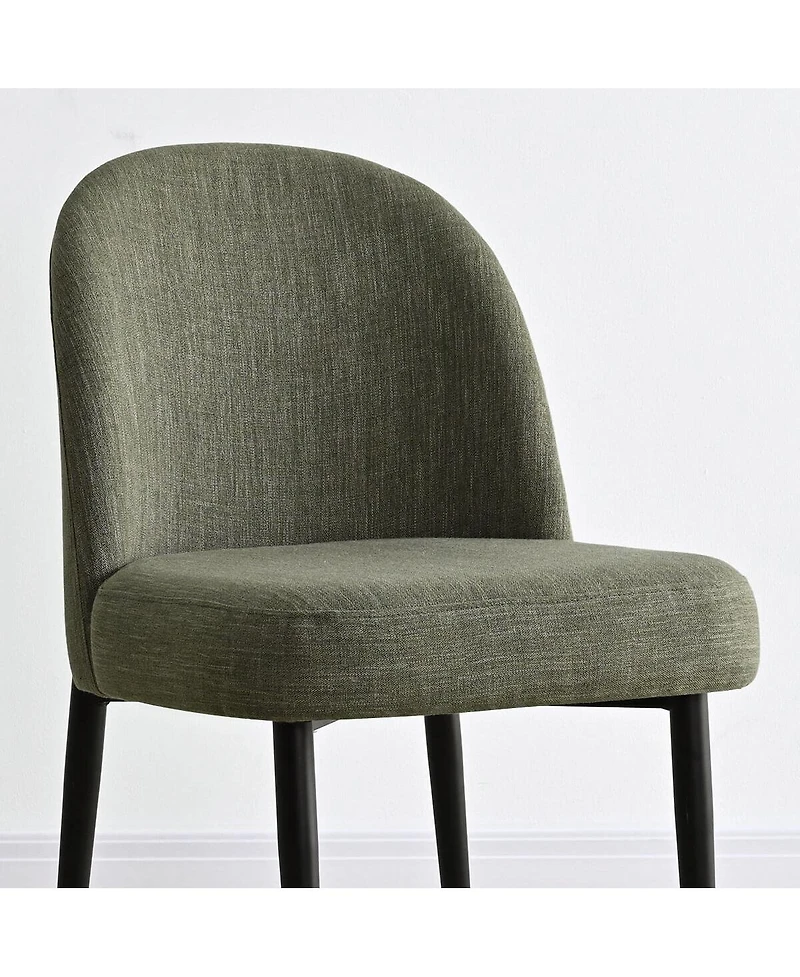 3-Piece 35" Round Dining Set with Black Pedestal Table and 2 Fabric Upholstered Chairs with Black Legs for Kitchen or Dining Room-Maison Boucle