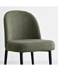 3-Piece 35" Round Dining Set with Black Pedestal Table and 2 Fabric Upholstered Chairs with Black Legs for Kitchen or Dining Room-Maison Boucle