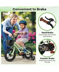 12" Kid s Bike with Training Wheels Adjustable Handlebar & Seat Handbrake