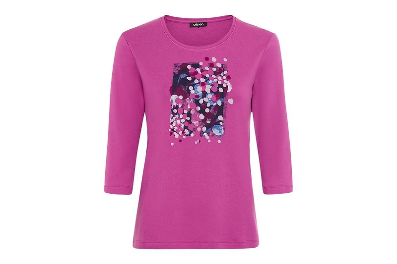 Olsen 100% Cotton Placement Print T-Shirt