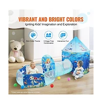 Lycvki Tent with Tunnel and Basketball Hoop for Boys and Girls with Carrying Bag and Banding Straps