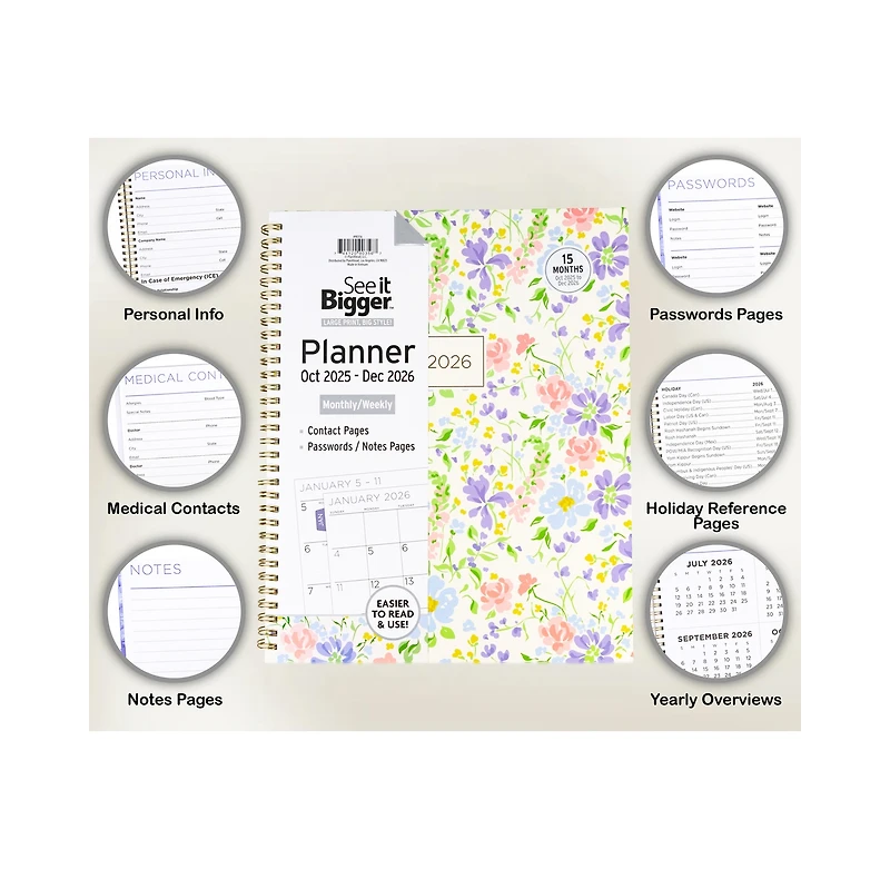 See It Bigger 15 Monthly Weekly Planner