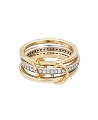 Adornia Gold and Silver Cz Connected 3-Piece Ring Stack