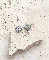 Adornia Silver Cz Knot Twist Stud Earrings