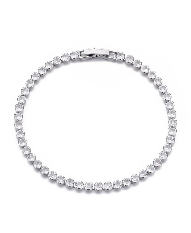 Adornia Silver Crystal Bezeled Tennis Bracelet