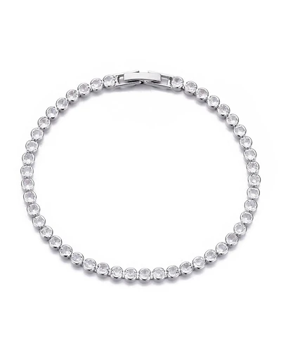 Adornia Silver Crystal Bezeled Tennis Bracelet