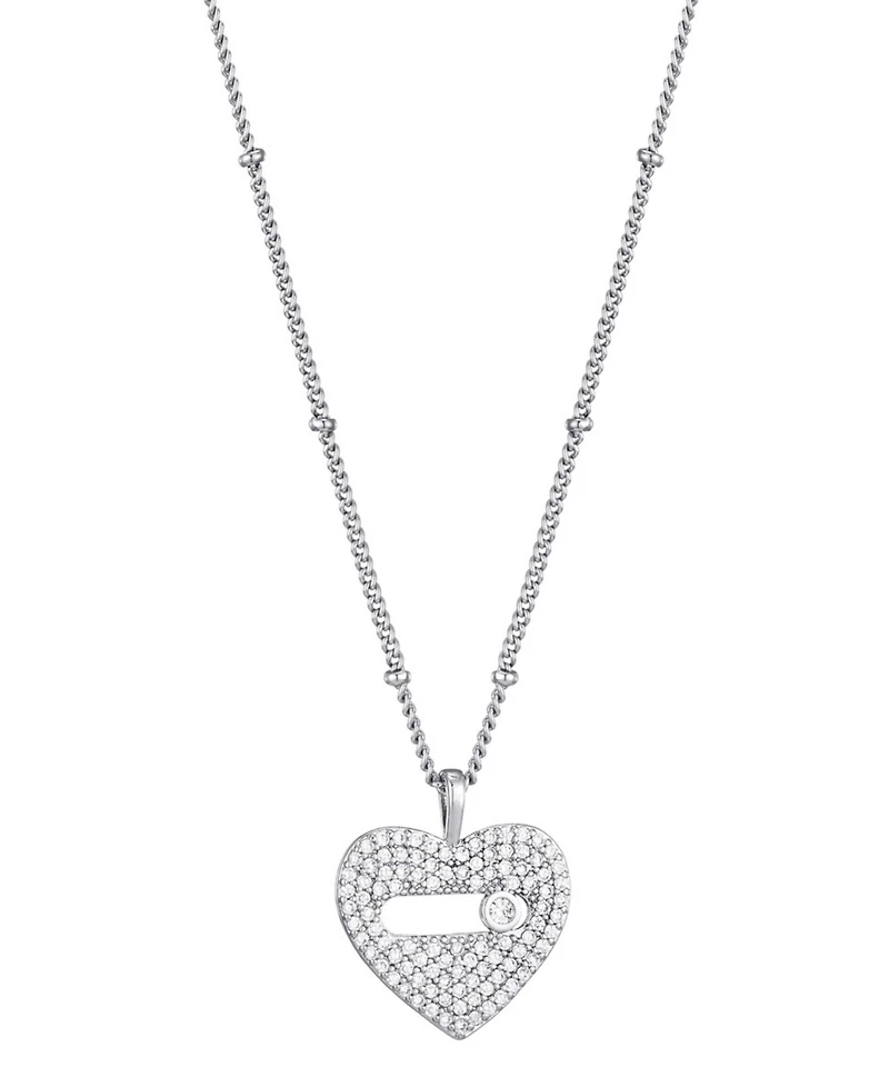 Adornia Silver Cz Heart Necklace
