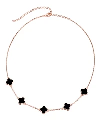 Adornia Gold Black Clover Station Necklace