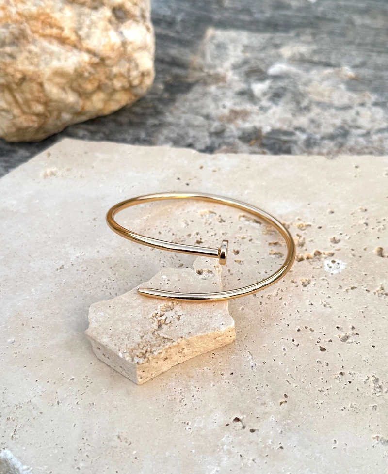 Adornia Gold Thin Nail Cuff Bracelet
