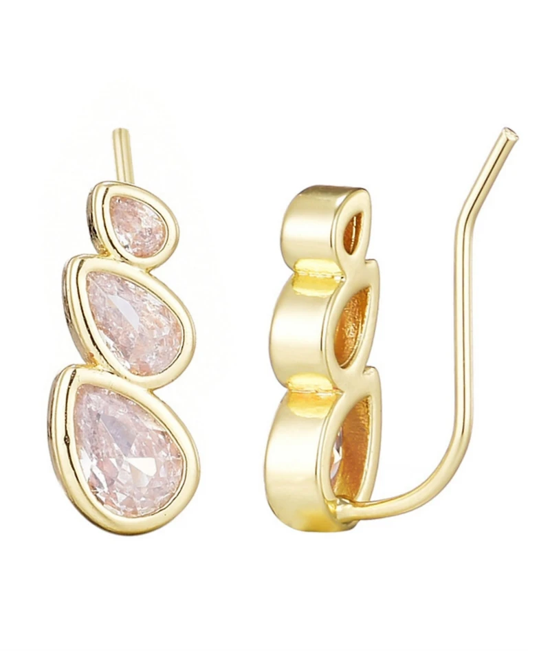 Adornia Gold Crystal Climber Earrings