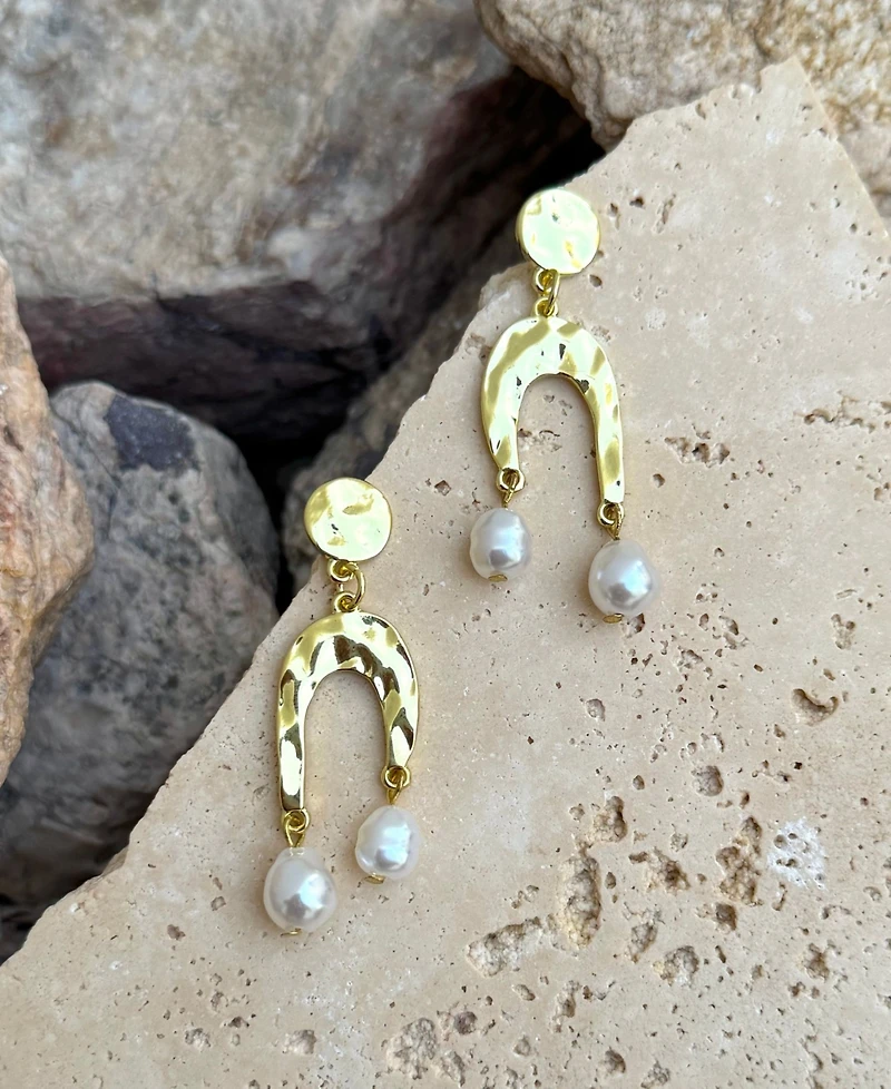 Adornia Gold Faux Pearl Statement Earrings