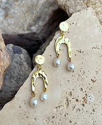 Adornia Gold Faux Pearl Statement Earrings