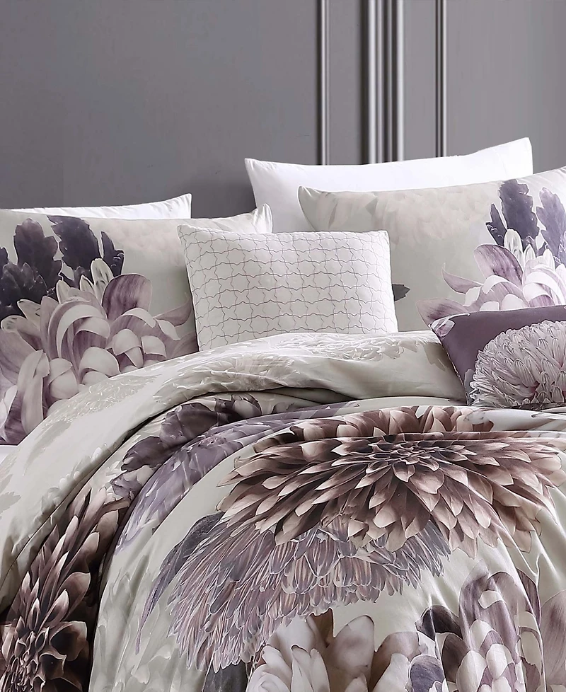 Bebejan Dahlia Bedding 100% Cotton Sateen 5 Piece King Size Reversible Comforter Set