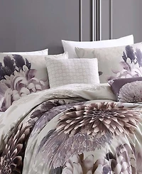 Bebejan Dahlia Bedding 100% Cotton Sateen 5 Piece King Size Reversible Comforter Set