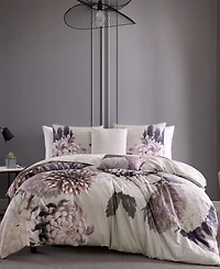 Bebejan Dahlia Bedding 100% Cotton Sateen 5 Piece Queen Size Reversible Comforter Set