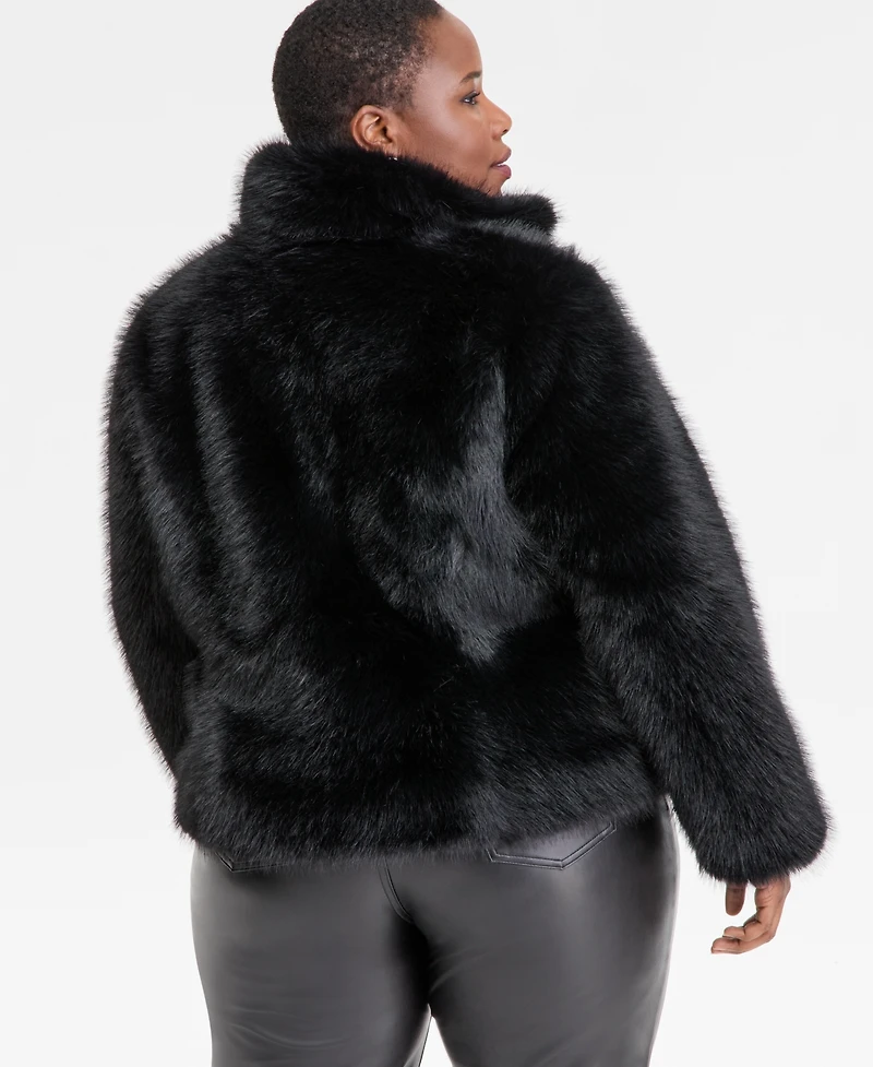 I.n.c. International Concepts Plus Faux-Fur Long-Sleeve Coat, Macy's Exclusive