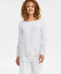 Jm Collection Women's Floral Embroidered Blouse, Macy's Exclusive