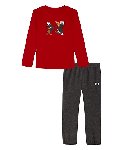 Under Armour Boys 2T-7 2-Piece Long Sleeve T-Shirt and Joggers Set