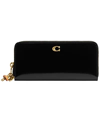 Coach Spazzolato Leather Essential Slim Accordion Zip Wallet with Charm