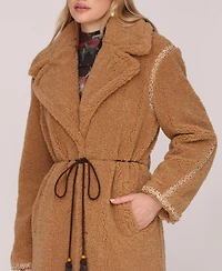 Avec Les Filles Women's Long Sleeve Oversized Belted Coat