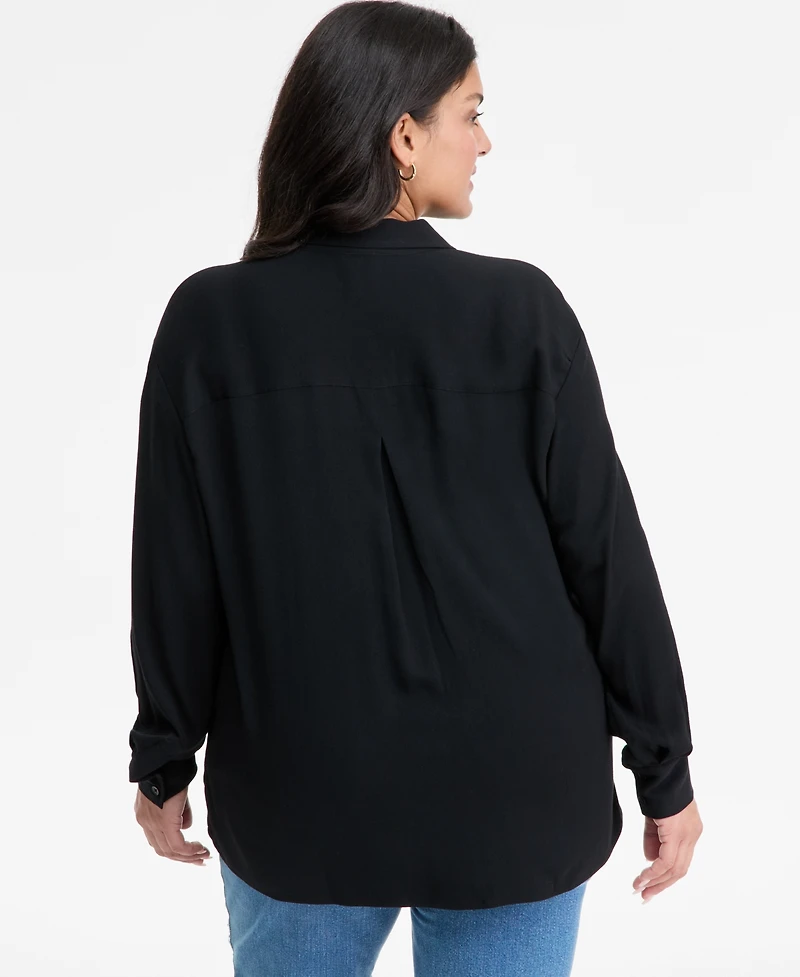 I.n.c. International Concepts Plus Size Embellished-Front Shirt, Macy's Exclusive