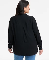 I.n.c. International Concepts Plus Size Embellished-Front Shirt, Macy's Exclusive
