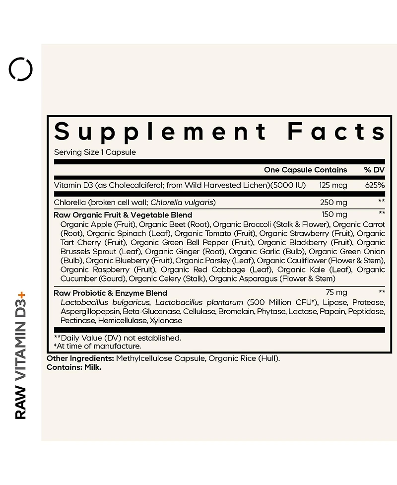 Codeage Raw Vitamin D3+ High Potency 5000 Iu Supplement From Saccharomyces Cerevisiae