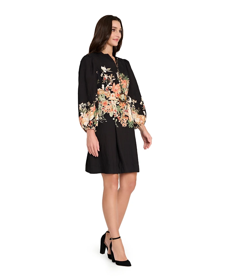 Tahari Asl Women's Long Sleeve Printed Dress