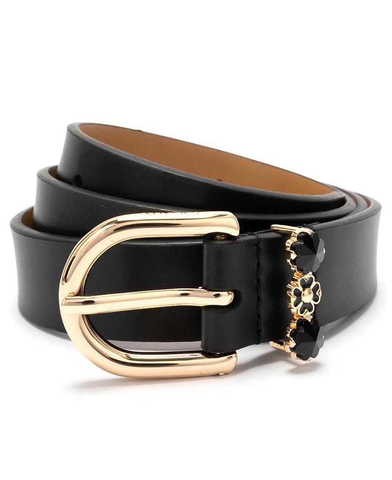 kate spade new york Women's Faceted Flower Buckle Belt