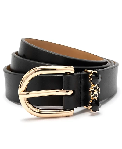 kate spade new york Women's Faceted Flower Buckle Belt