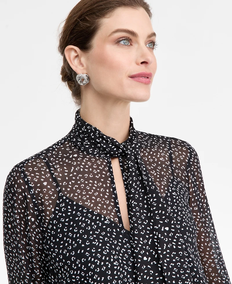 I.n.c. International Concepts Women's Long-Sleeve Tie-Neck Blouse, Macy's Exclusive