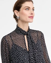 I.n.c. International Concepts Women's Long-Sleeve Tie-Neck Blouse, Macy's Exclusive