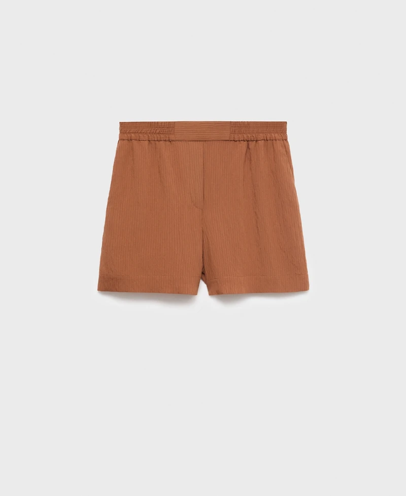 Mango Women's Contrasting Trim Textured Shorts
