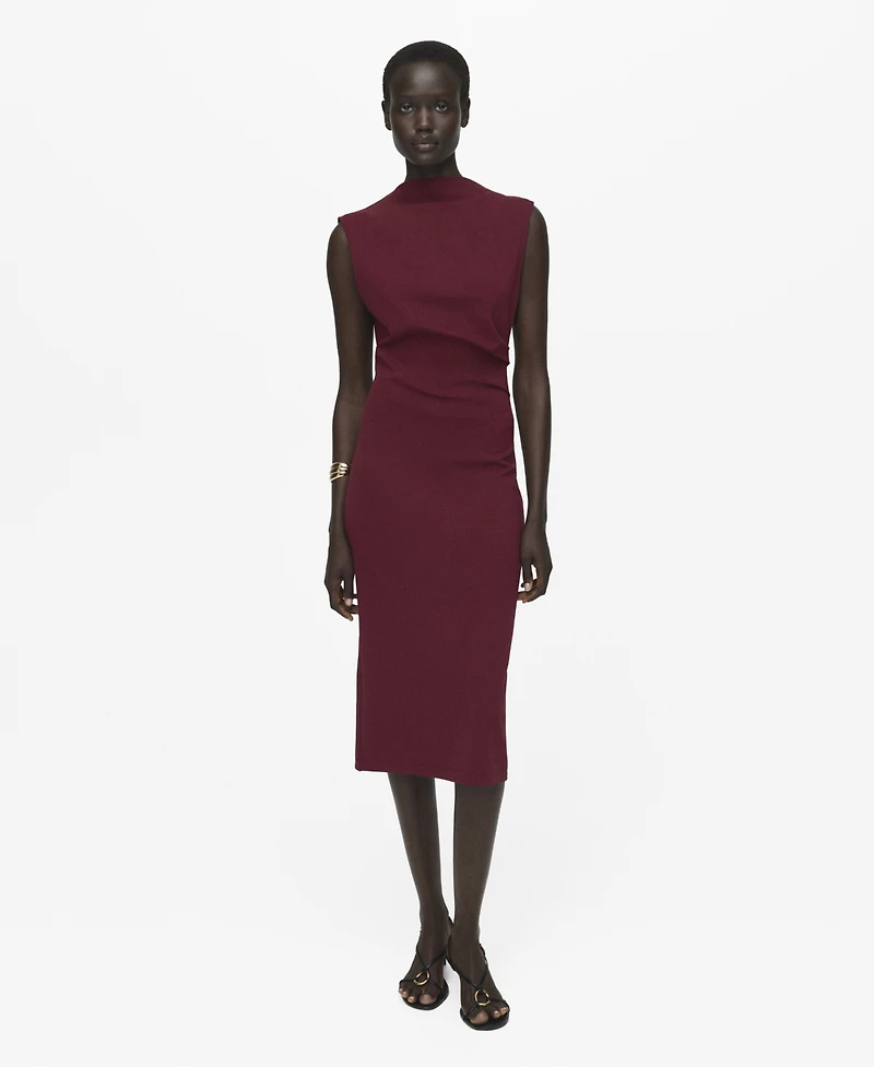 Mango Women's Ruched Fitted Dress