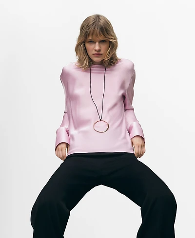 Mango Women's Draped Back Satin Blouse