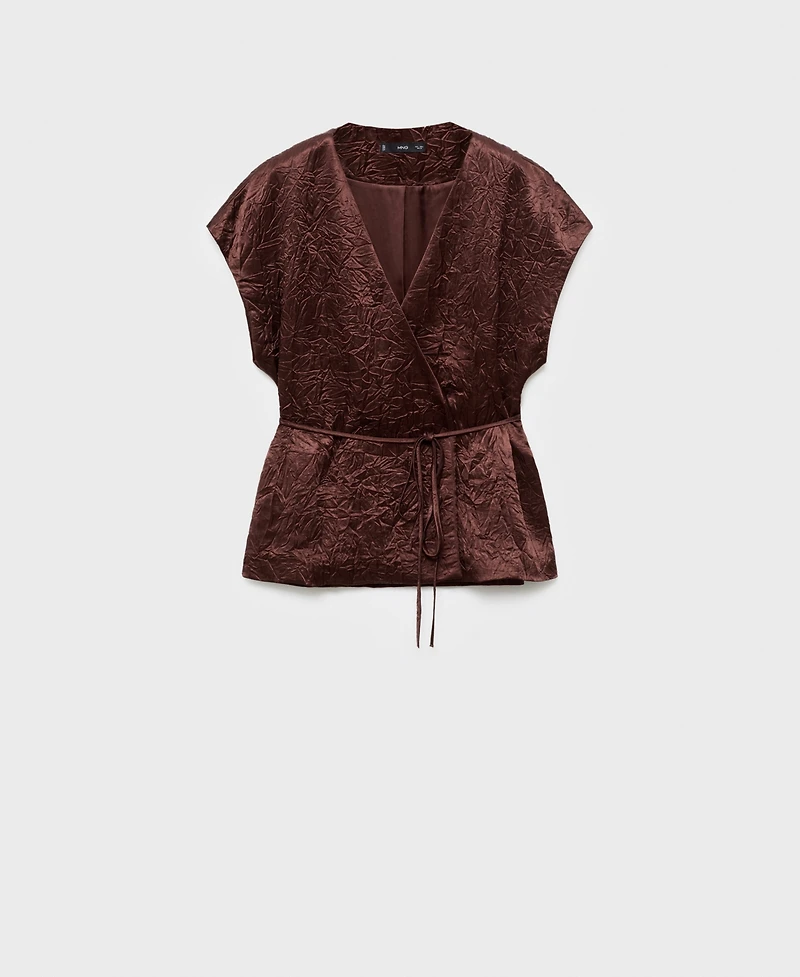 Mango Women's Double-Breasted Crinkled-Effect Vest