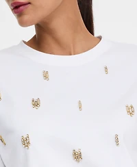I.n.c. International Concepts Women's Cotton Embellished Tee, Macy's Exclusive