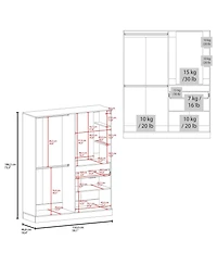 Depot E-Shop Everson Armoire, 4 Doors, 1 Drawer, 3 Shelves, 1 Mirror, White